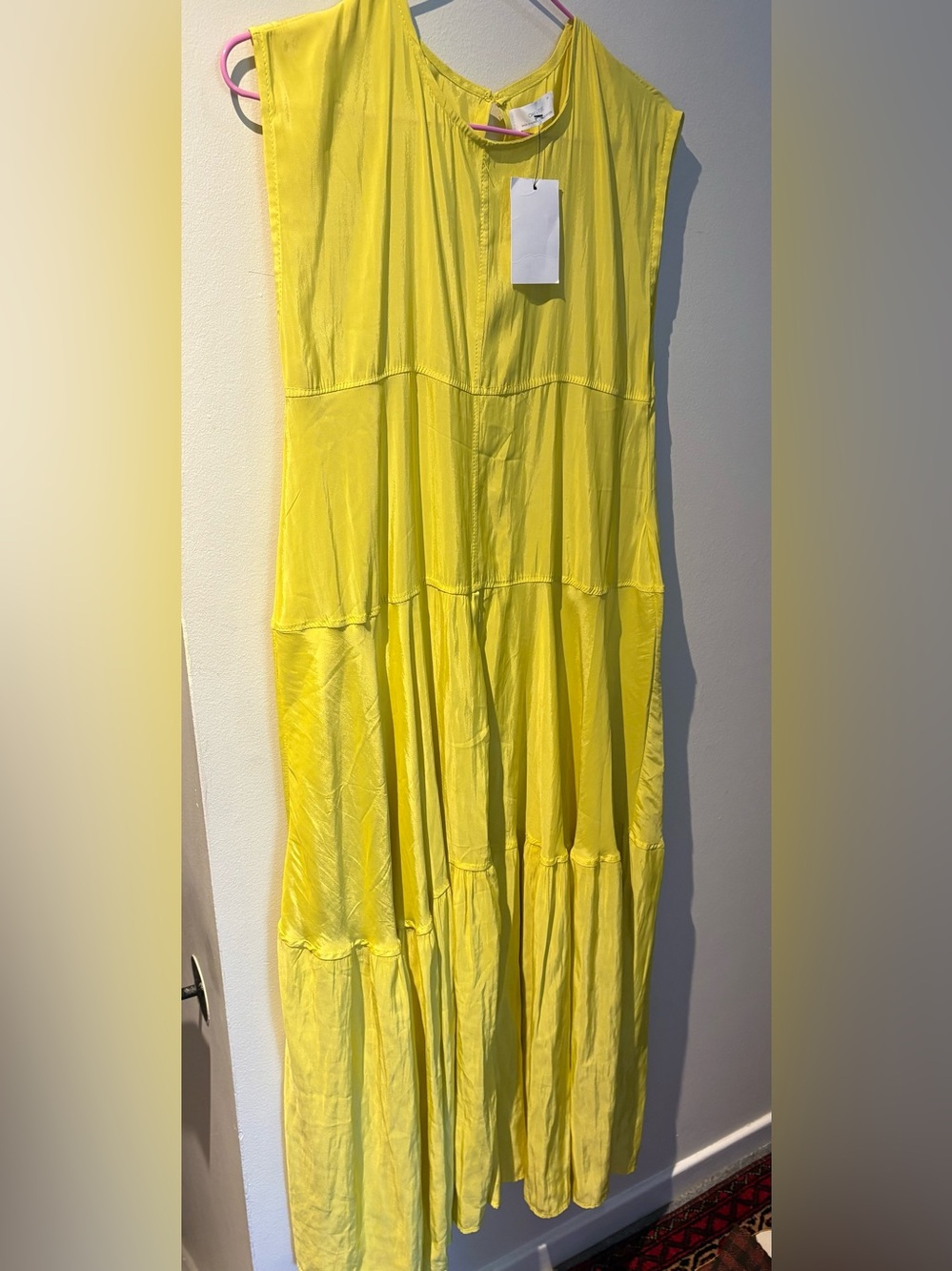 OAK + FORT Yellow Sleeveless Tiered Maxi Dress